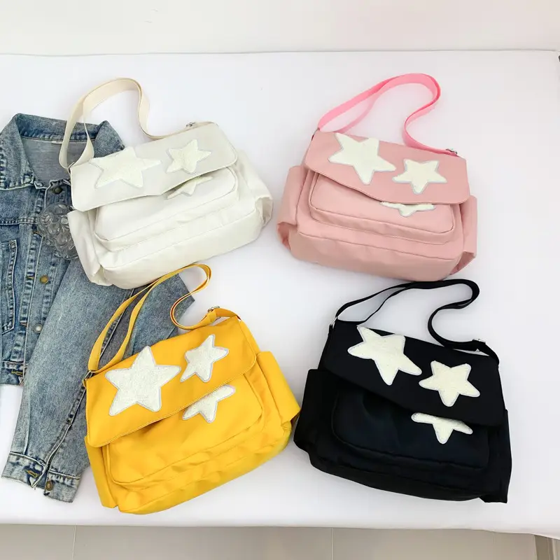 Women's Yellow Star Shoulder Bag Canvas Large Capacity