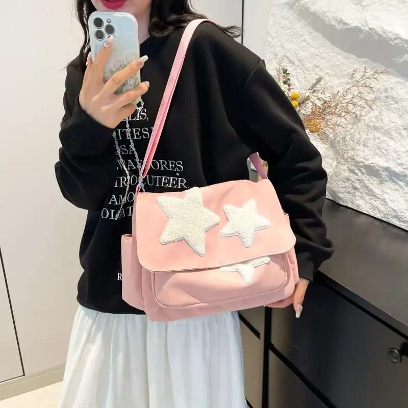Women's Yellow Star Shoulder Bag Canvas Large Capacity