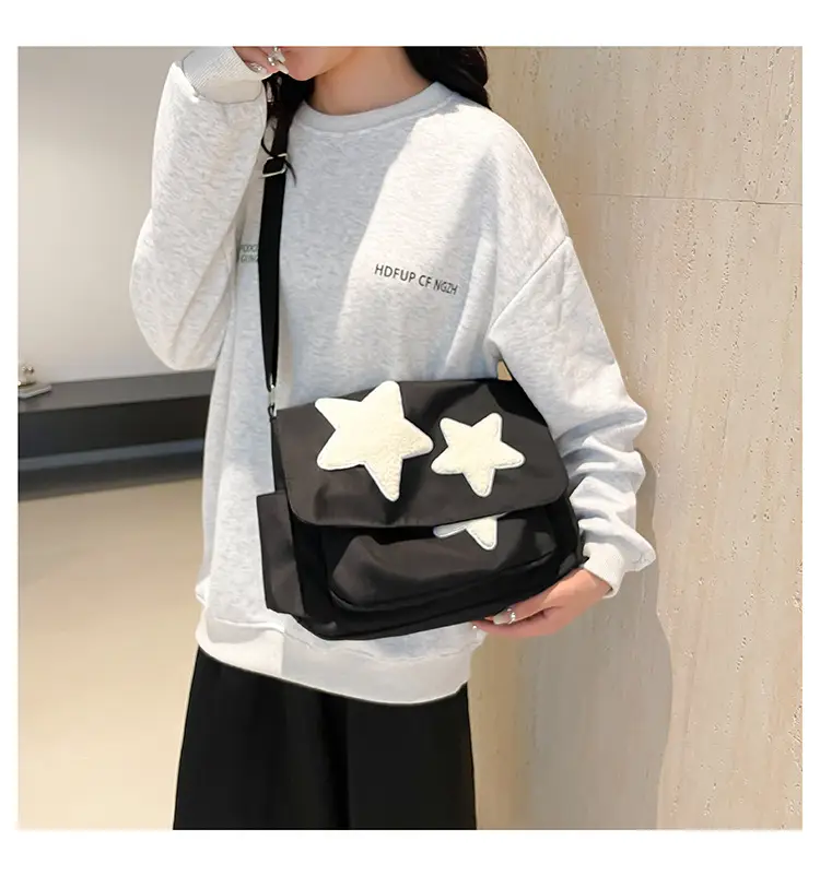 Women's Yellow Star Shoulder Bag Canvas Large Capacity — feature 13