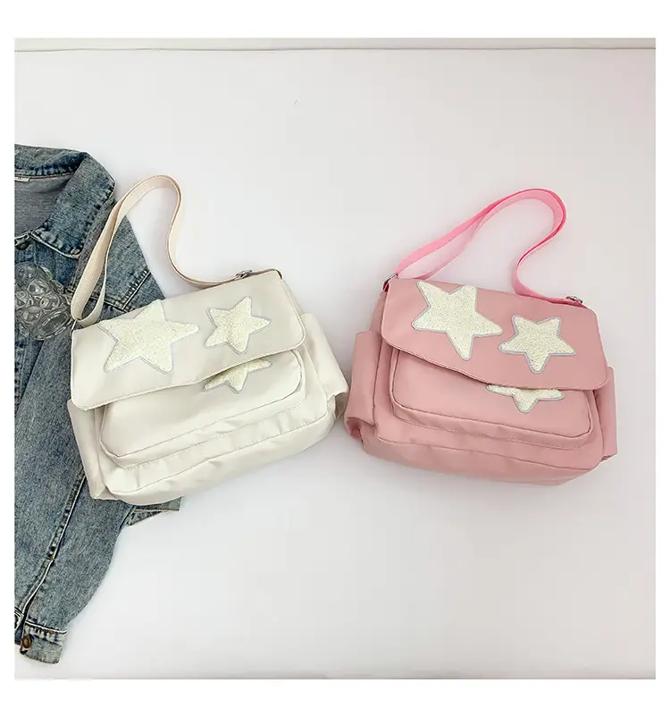 Women's Yellow Star Shoulder Bag Canvas Large Capacity — feature 27