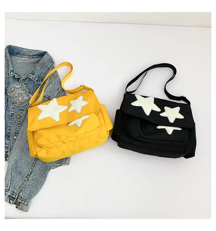 Women's Yellow Star Shoulder Bag Canvas Large Capacity — feature 28