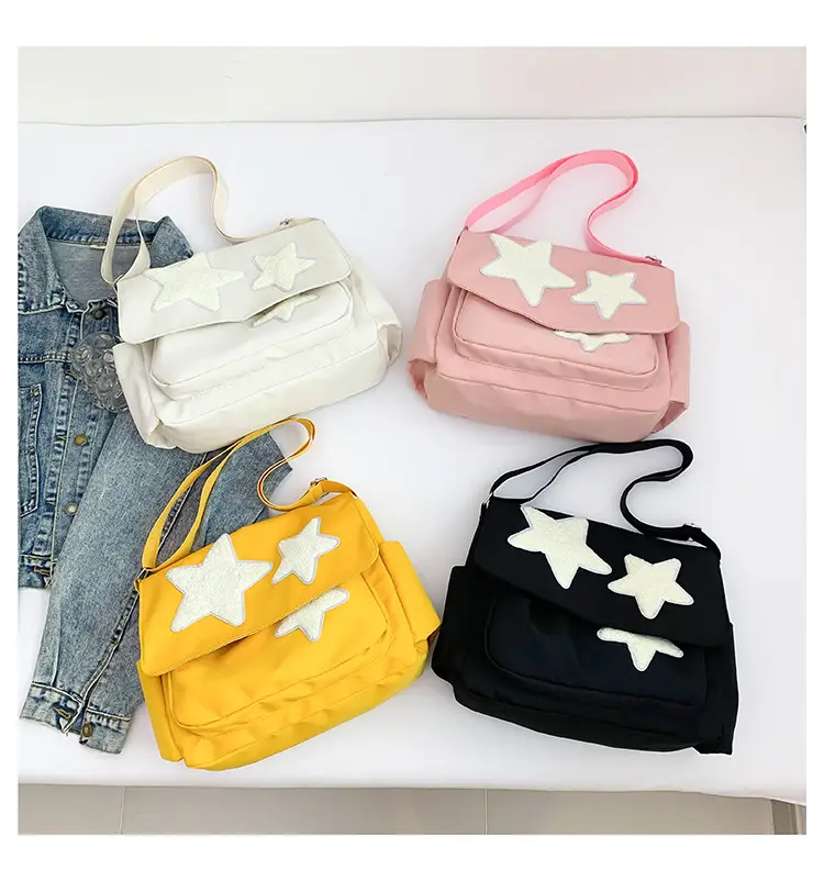 Women's Yellow Star Shoulder Bag Canvas Large Capacity — feature 29