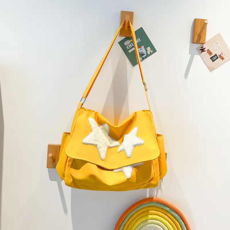 Women's Yellow Star Shoulder Bag Canvas Large Capacity