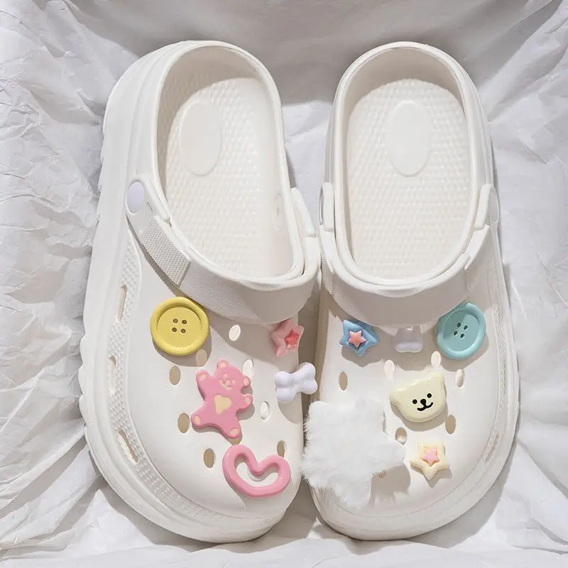 Super Cute Soft Girl Style~Ins Cute Patterned Clogs for Women 2026 Summer New Thick-Soled Non-Slip Beach Sandals - Image 8