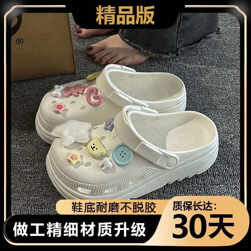 Super Cute Soft Girl Style~Ins Cute Patterned Clogs for Women 2026 Summer New Thick-Soled Non-Slip Beach Sandals - Image 4