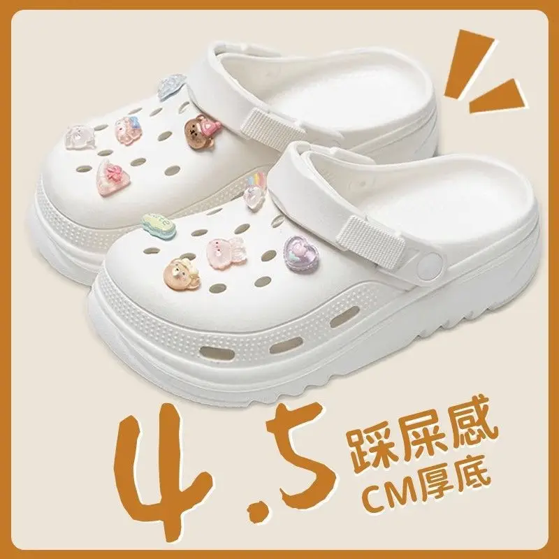 High-heeled EVA Couple's Cave Shoes Men's 2024 Thick Bottom Non-slip Non-smelly Beach Baotou Slippers for Women - Image 5