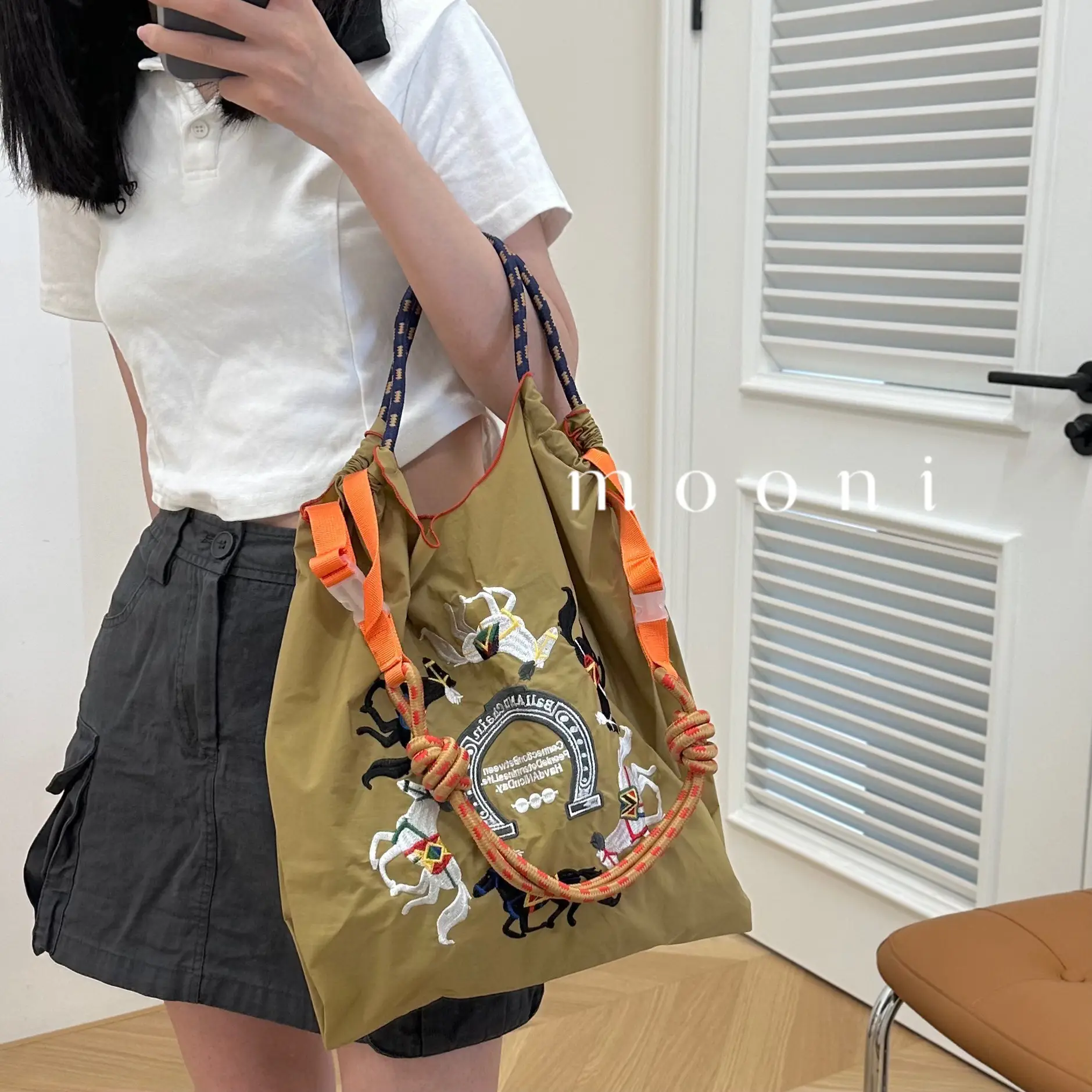 Japanese Embroidered Blue Shoulder Bag for Women - Image 87