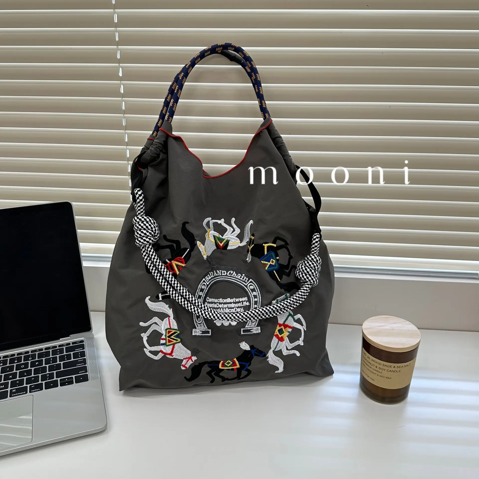 Japanese Embroidered Blue Shoulder Bag for Women — feature 14