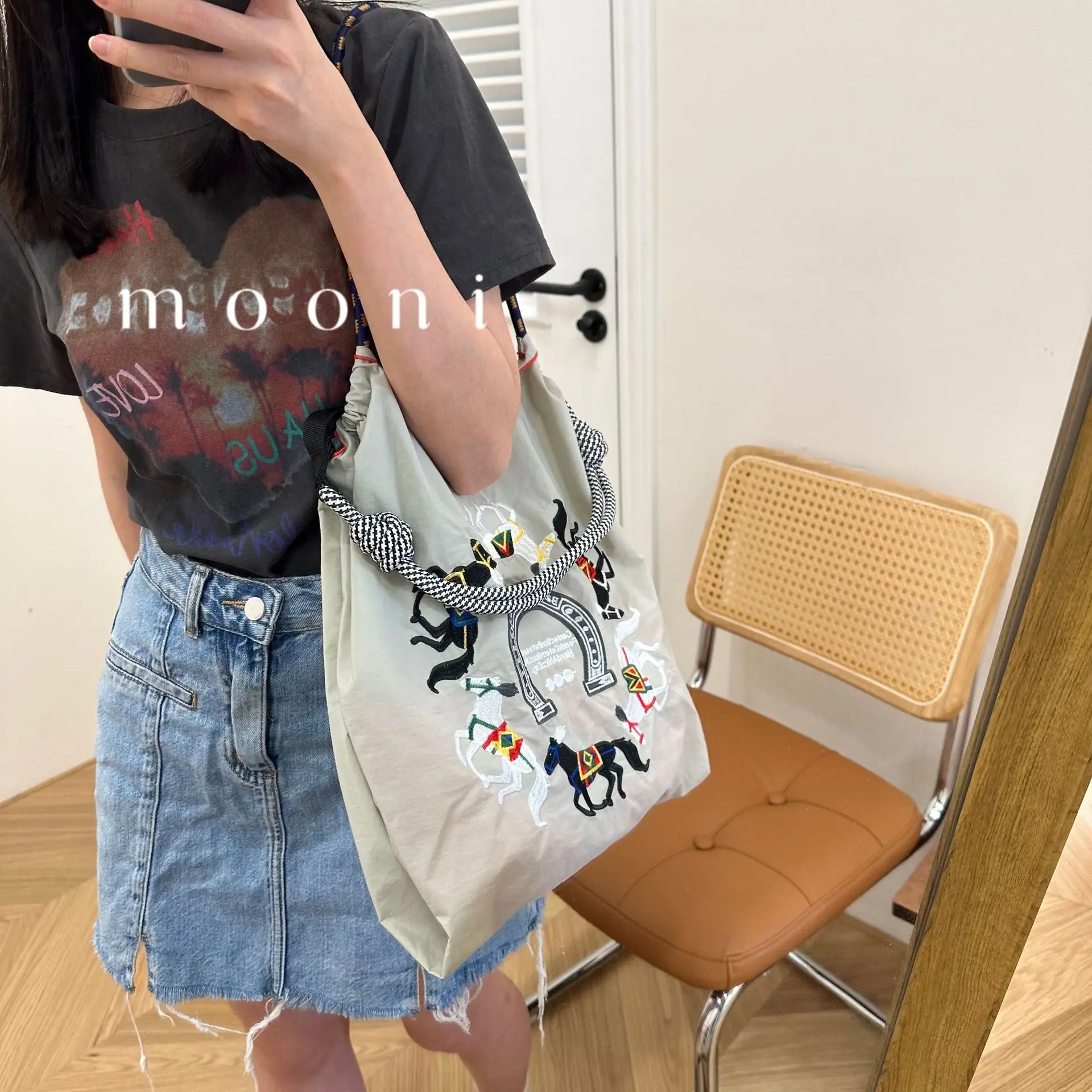 Japanese Embroidered Blue Shoulder Bag for Women — feature 17