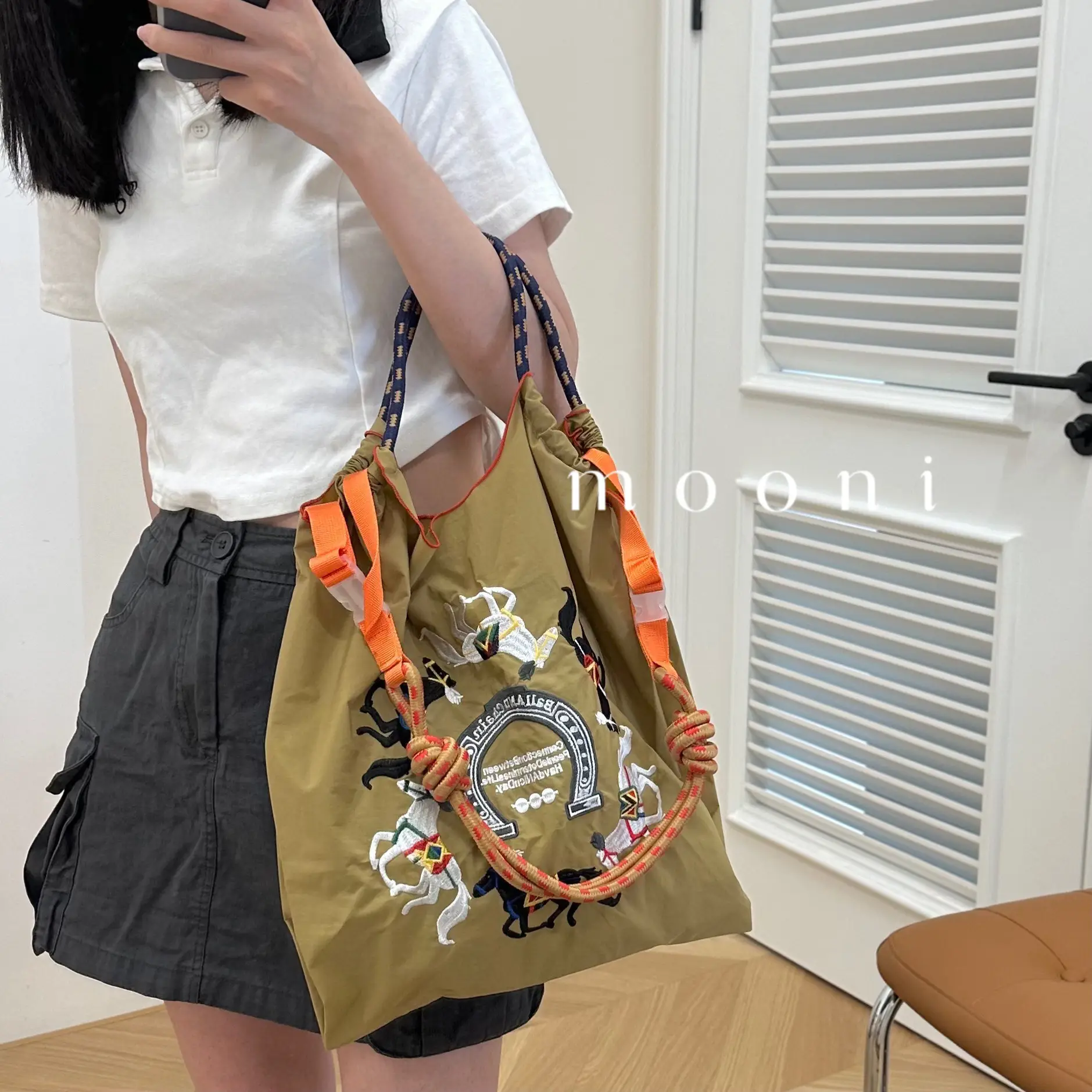 Japanese Embroidered Blue Shoulder Bag for Women — feature 6