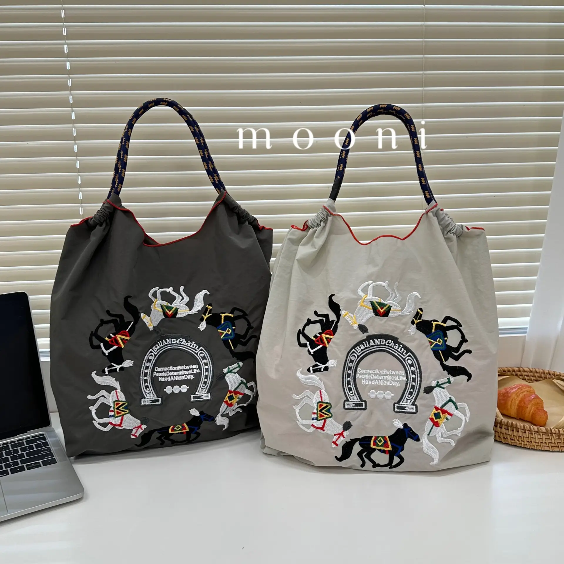 Japanese Embroidered Blue Shoulder Bag for Women — feature 7