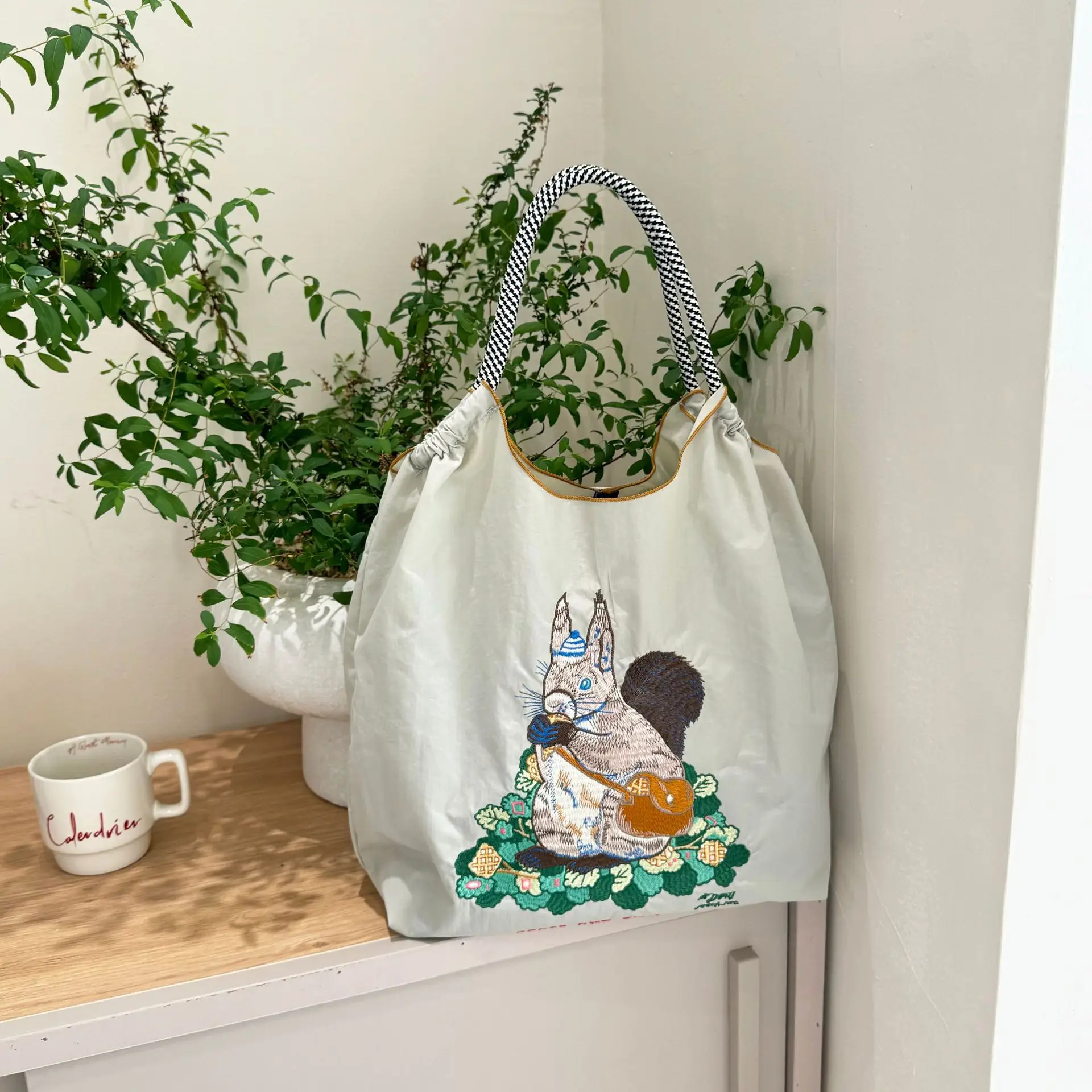 Japanese Embroidered Blue Shoulder Bag for Women - Image 52
