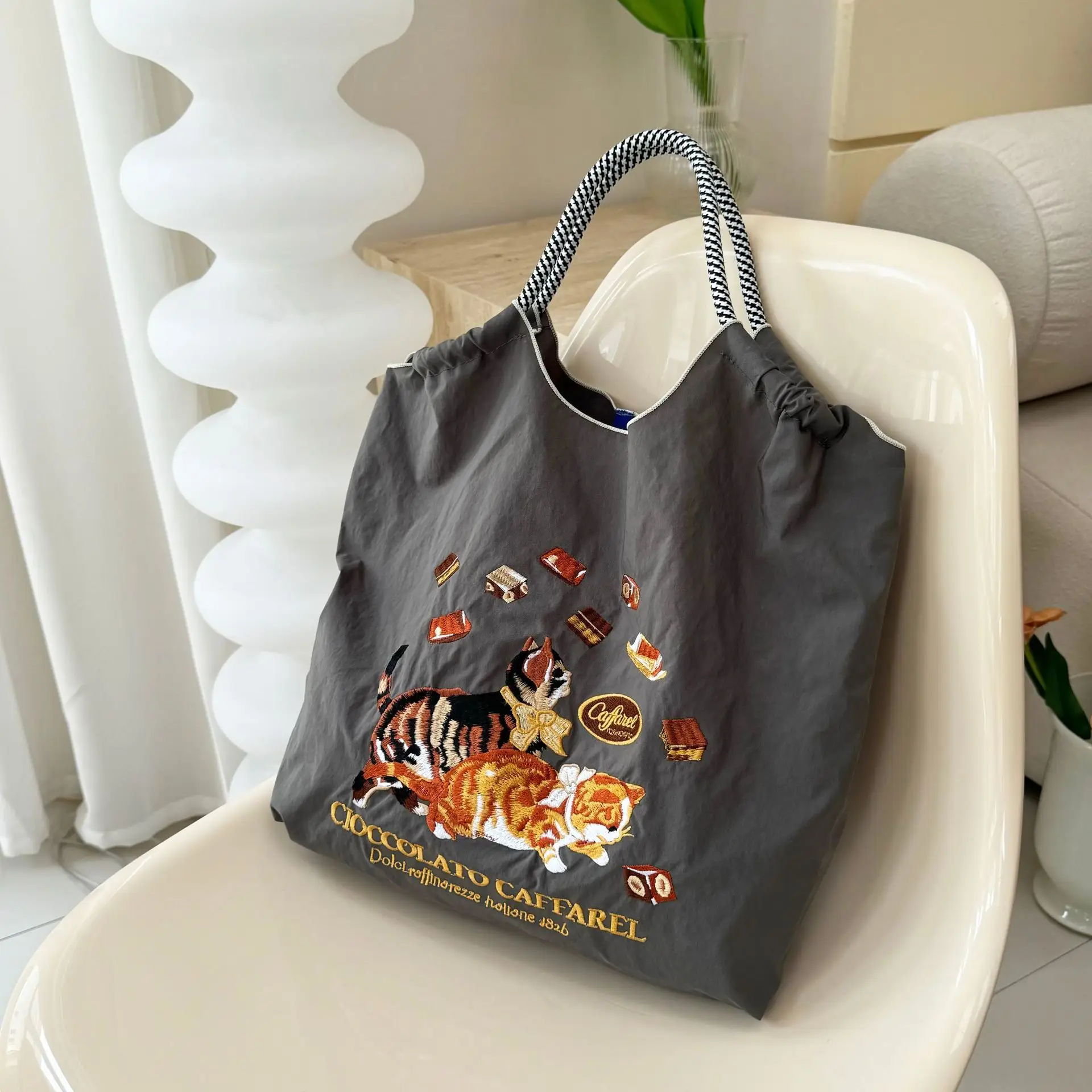 Japanese Embroidered Blue Shoulder Bag for Women - Image 54