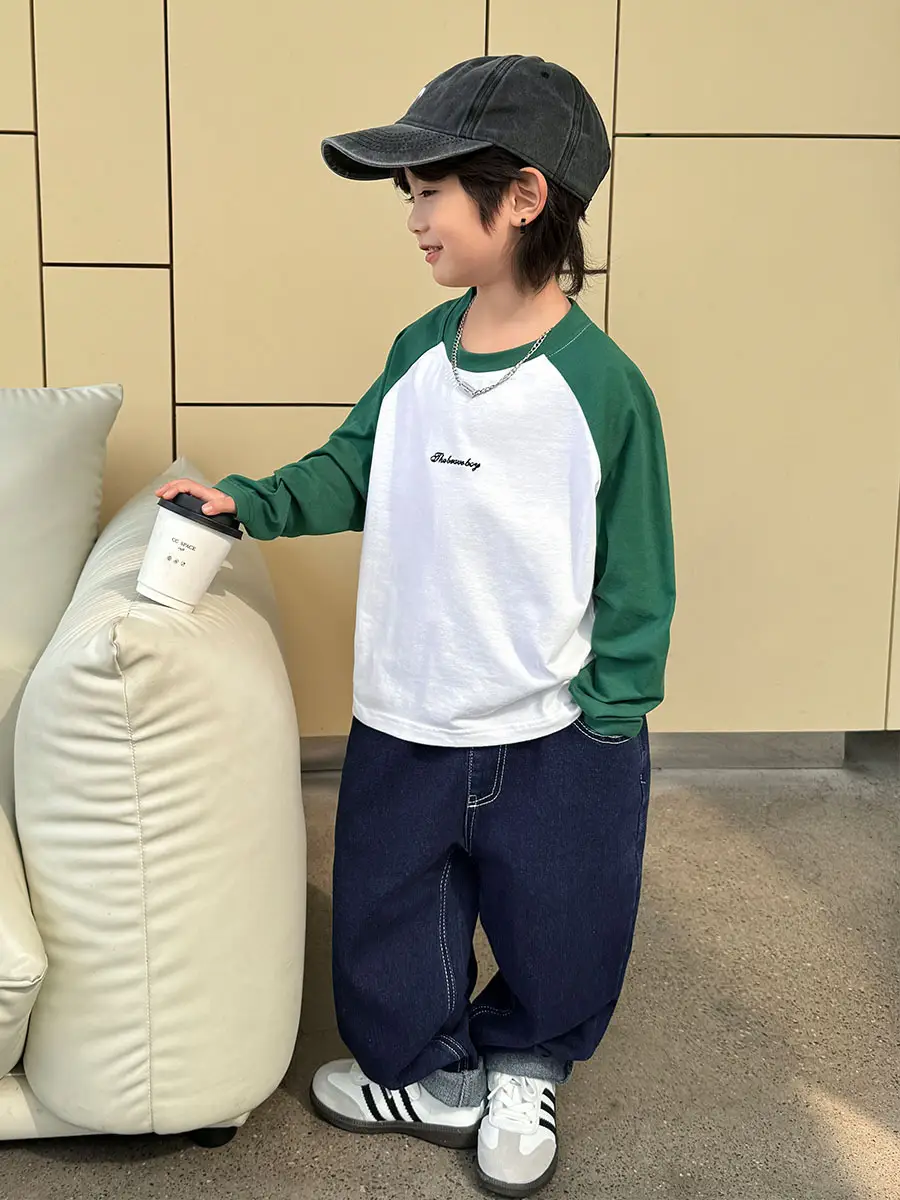 Boys Pure Cotton Long Sleeve T-Shirt Blue White 2026 - Image 5