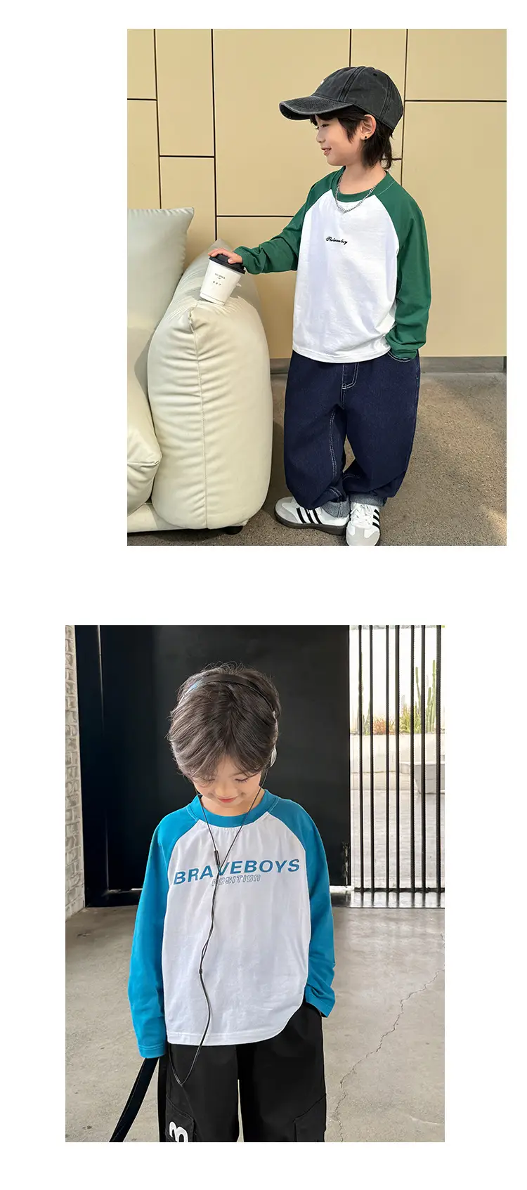 Boys Pure Cotton Long Sleeve T-Shirt Blue White 2026 β feature 16