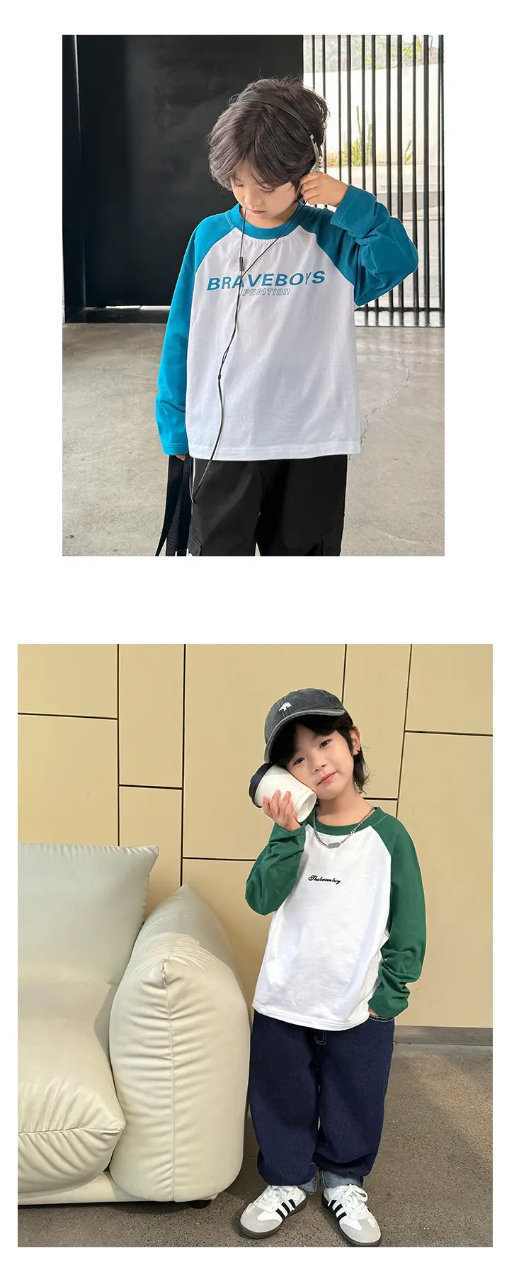 Boys Pure Cotton Long Sleeve T-Shirt Blue White 2026 β feature 18