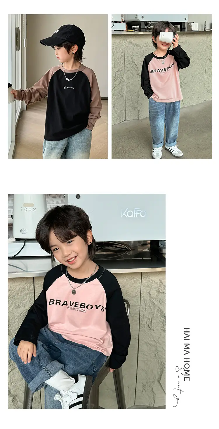 Boys Pure Cotton Long Sleeve T-Shirt Blue White 2026 β feature 19