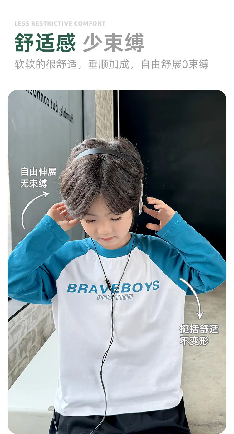 Boys Pure Cotton Long Sleeve T-Shirt Blue White 2026 β feature 6