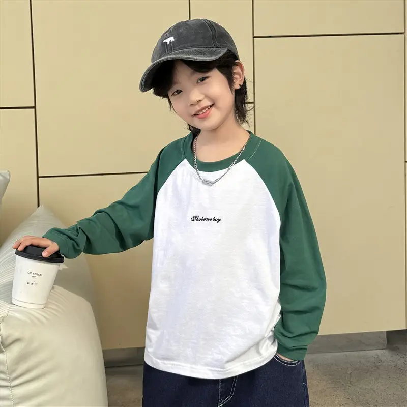 Boys Pure Cotton Long Sleeve T-Shirt Blue White 2026 - Image 2