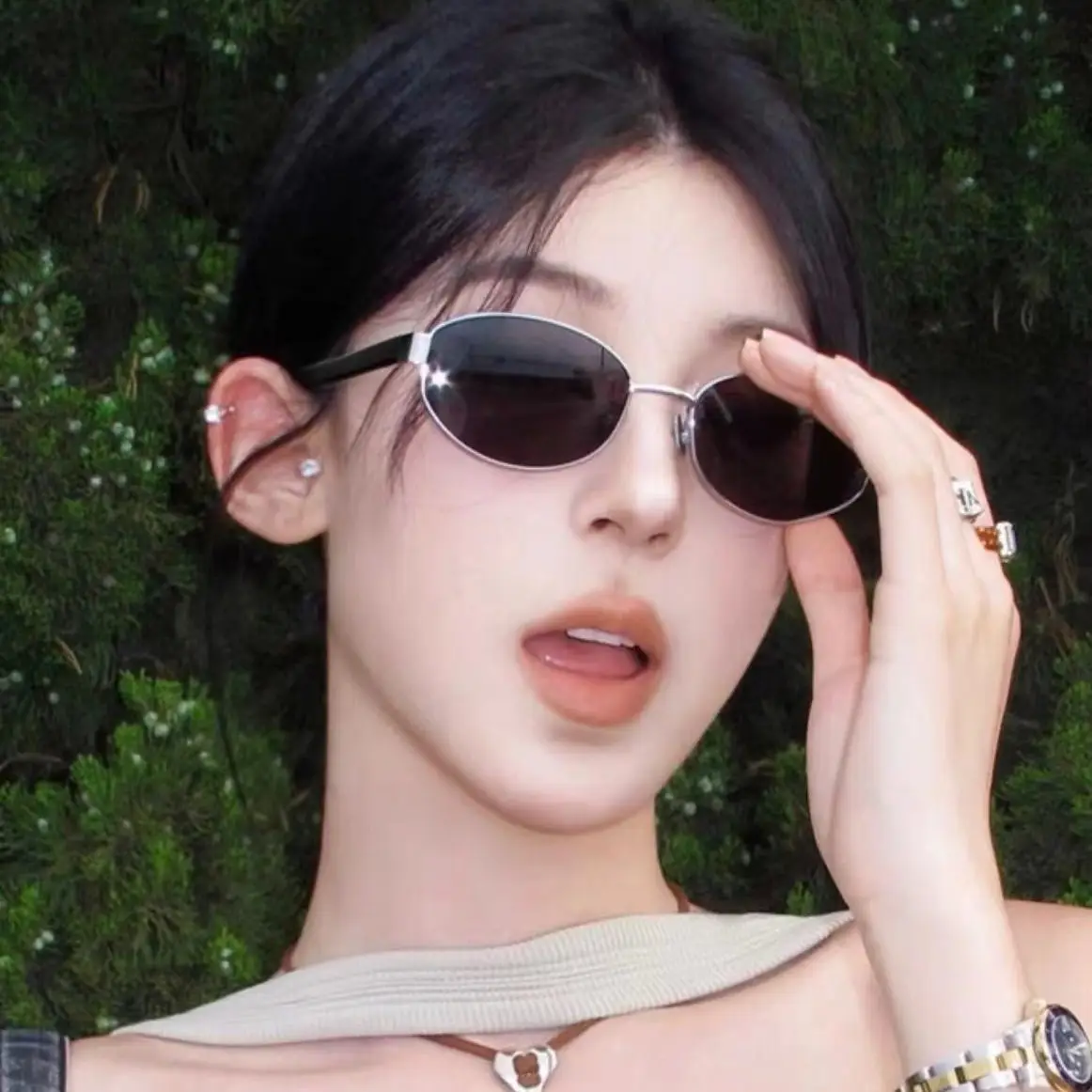 Women's Acetate Sunglasses Oval Gold Wire UV Protection - Image 6