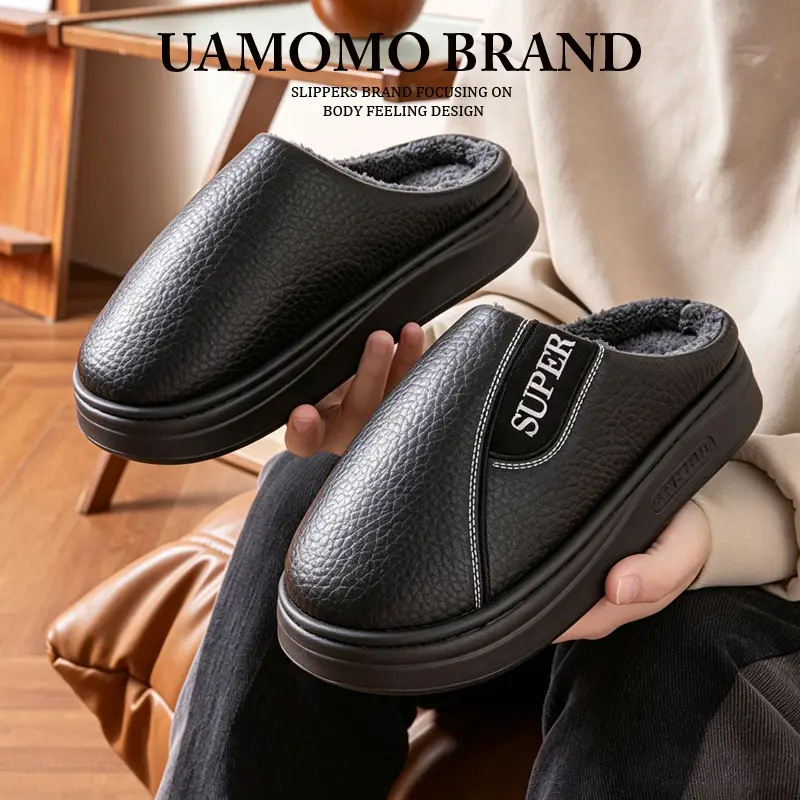 Winter Cotton Slippers for Men, Extra Large Size, 2026 New Model, Home Use, Indoor Non-Slip, Warm Cotton Shoes with Thick Fleece Lining