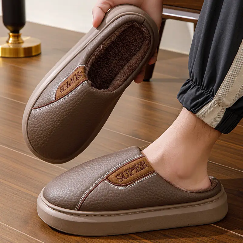 Winter Cotton Slippers for Men, Extra Large Size, 2026 New Model, Home Use, Indoor Non-Slip, Warm Cotton Shoes with Thick Fleece Lining — feature 7