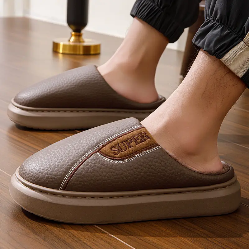 Winter Cotton Slippers for Men, Extra Large Size, 2026 New Model, Home Use, Indoor Non-Slip, Warm Cotton Shoes with Thick Fleece Lining — feature 8
