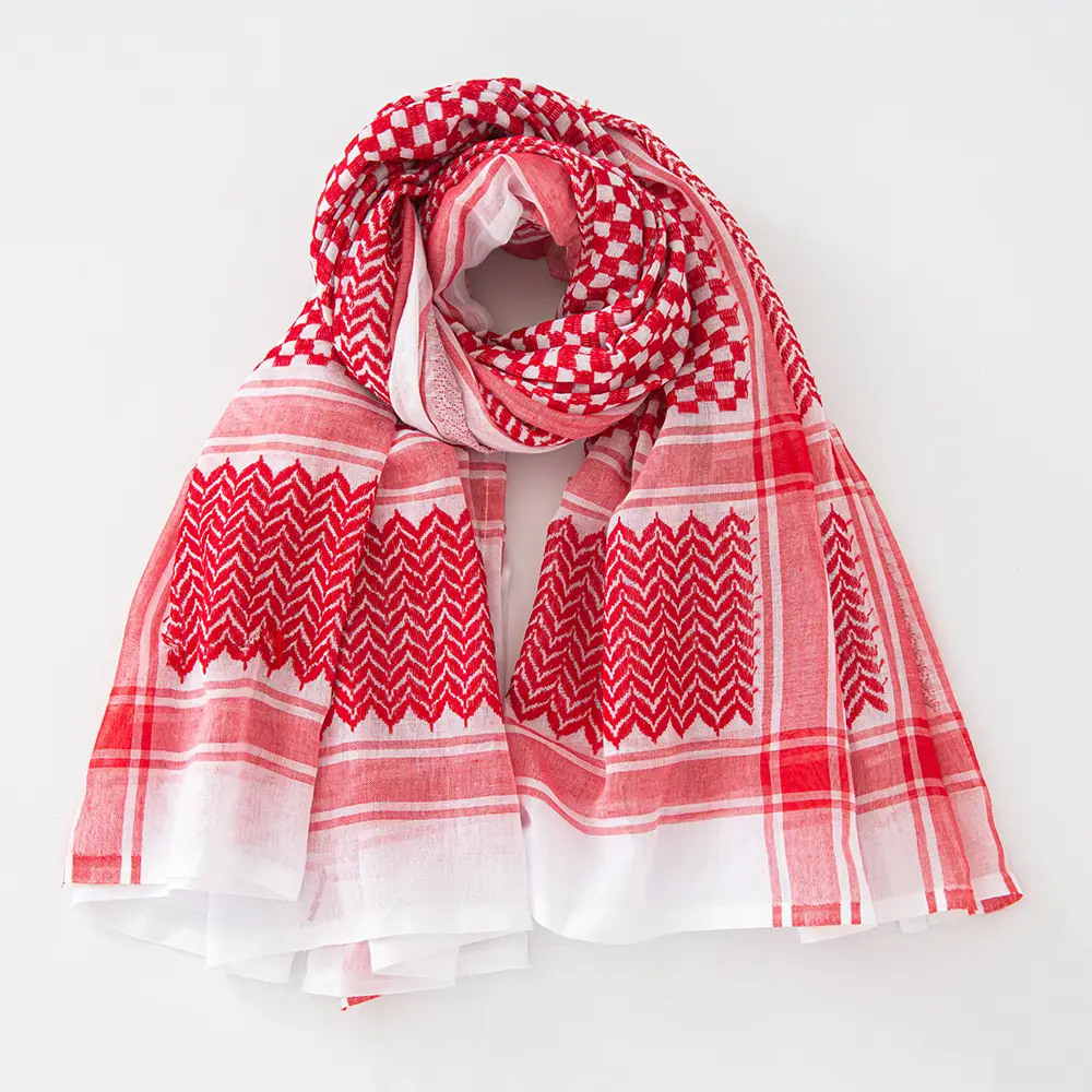New Jacquard Turban Scarf White Black Geometric Pattern - Image 4