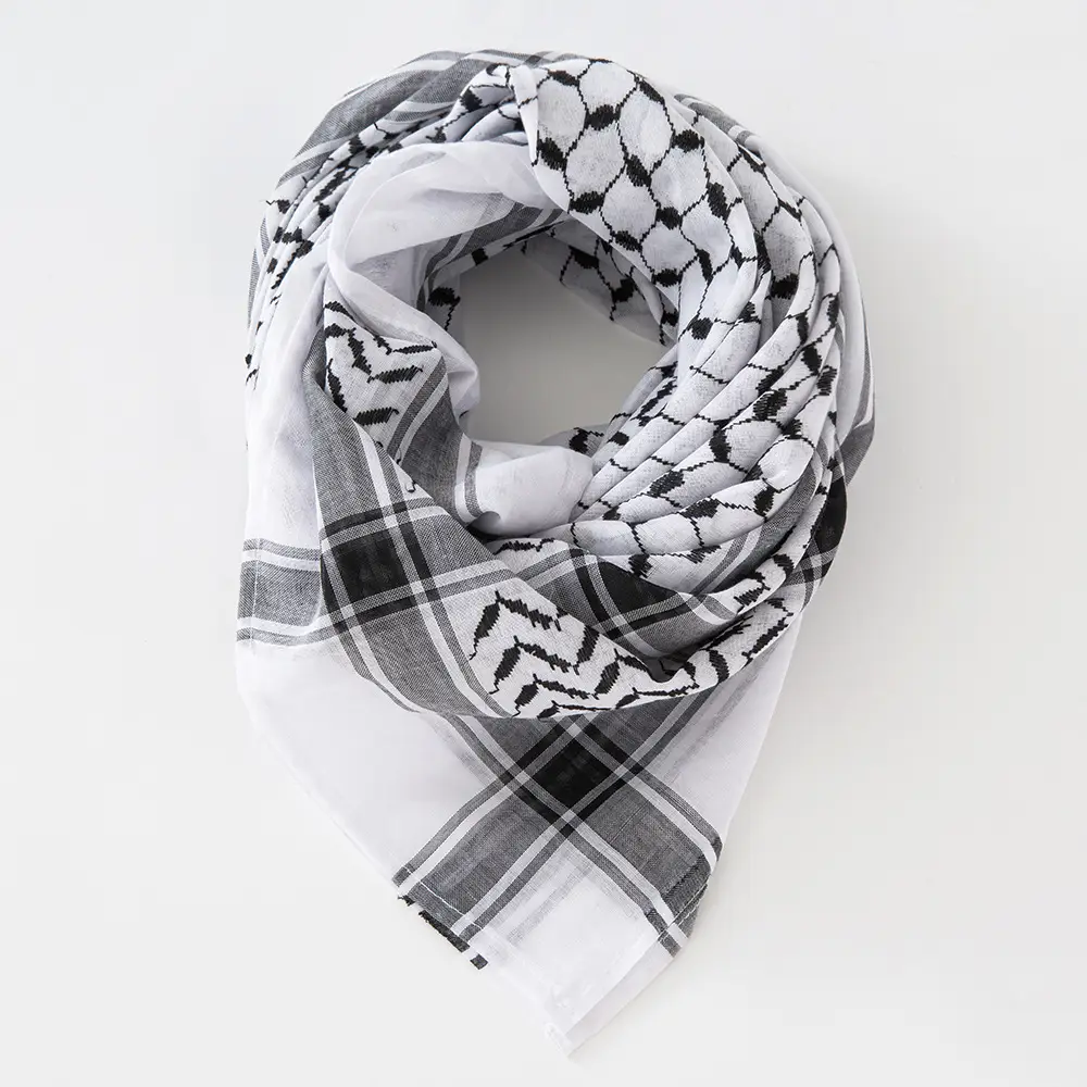 New Jacquard Turban Scarf White Black Geometric Pattern — feature 12