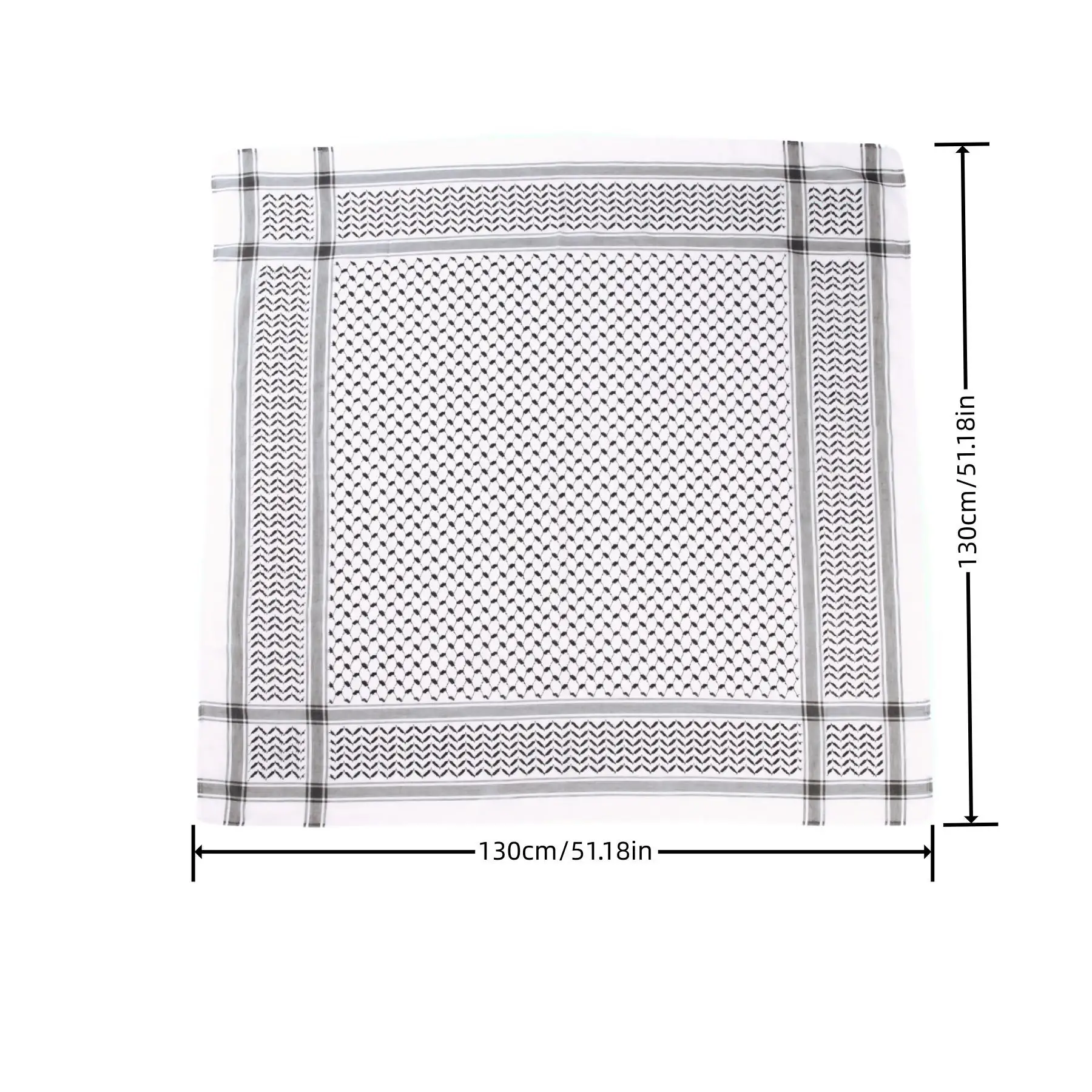 New Jacquard Turban Scarf White Black Geometric Pattern — feature 3