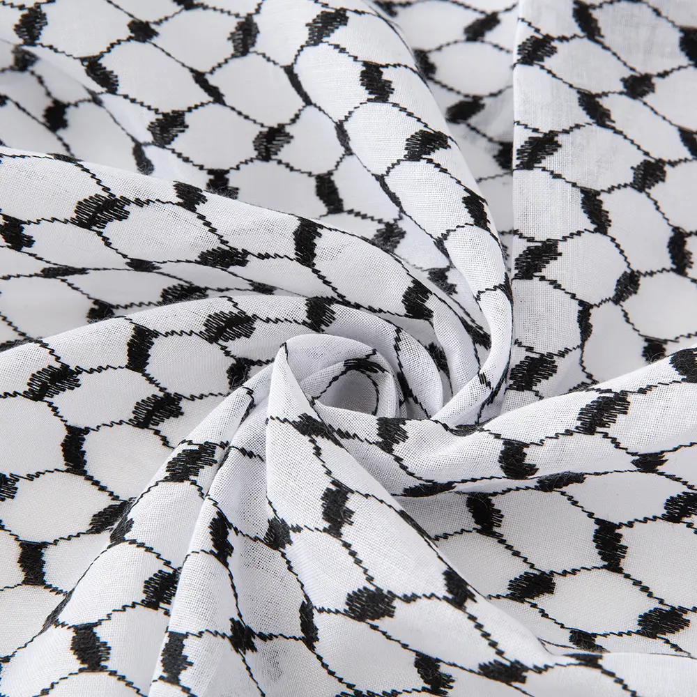 New Jacquard Turban Scarf White Black Geometric Pattern — feature 5