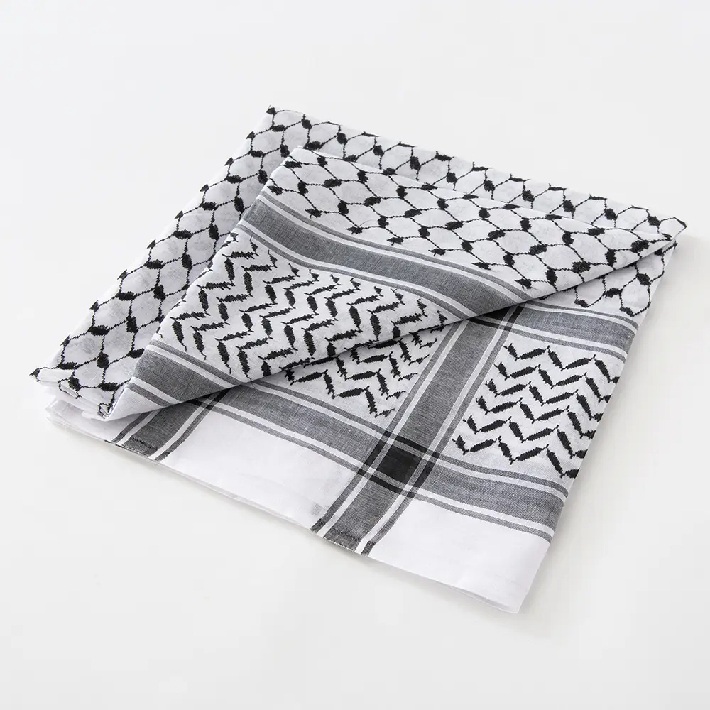 New Jacquard Turban Scarf White Black Geometric Pattern — feature 9