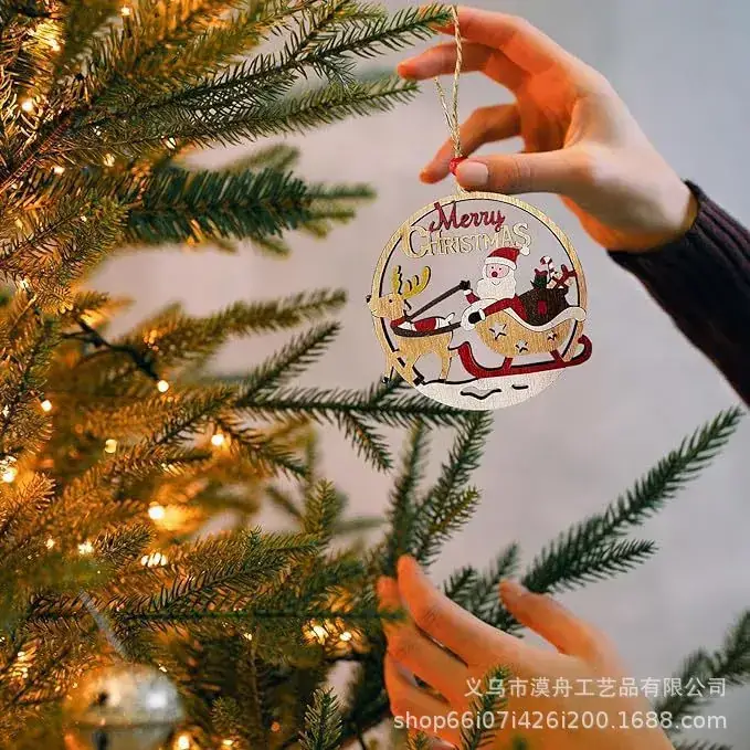 Hollow Wooden Christmas Pendant Decoration for Men - Image 7