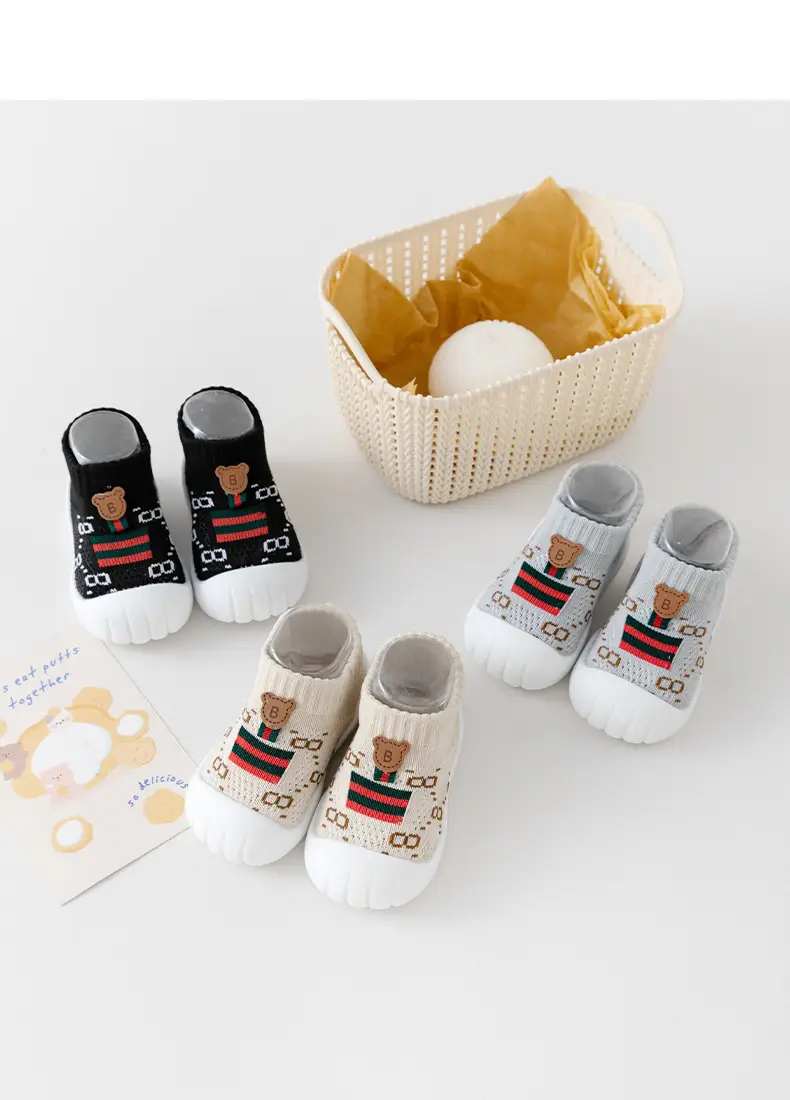 Baby Sneakers Black Embroidered 1-3Yr Soft Indoor Socks — feature 8