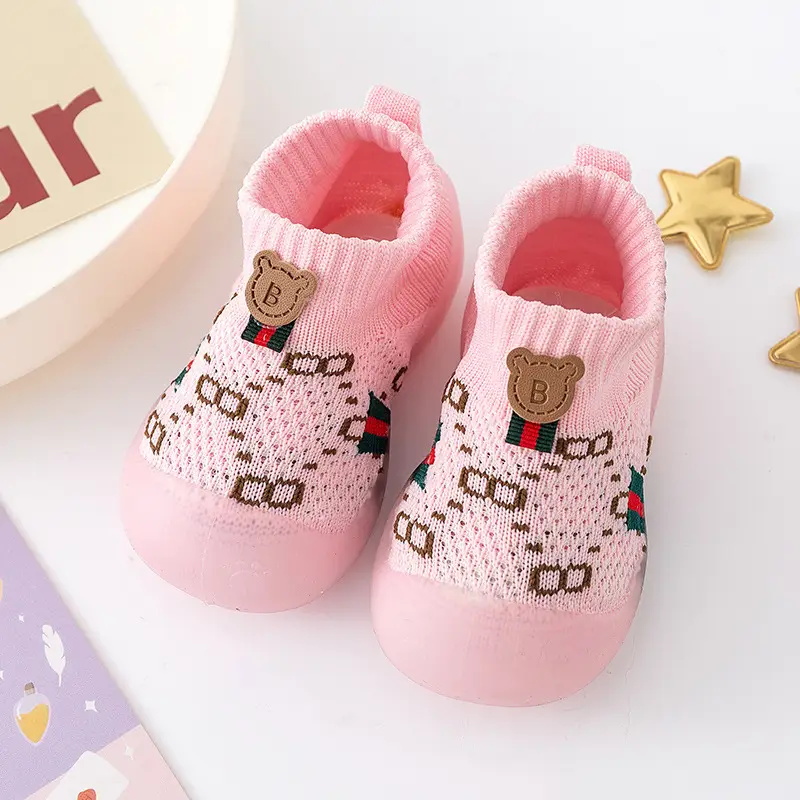 Baby Sneakers Black Embroidered 1-3Yr Soft Indoor Socks