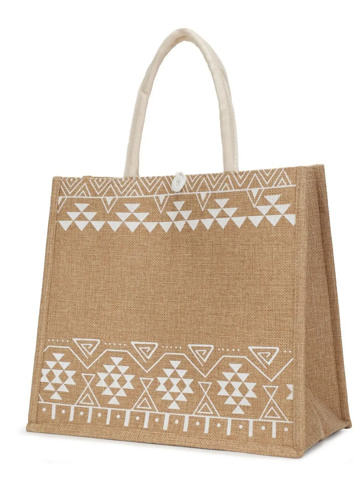 Linen Women's Commuter Bag with Geometric Print - Image 6