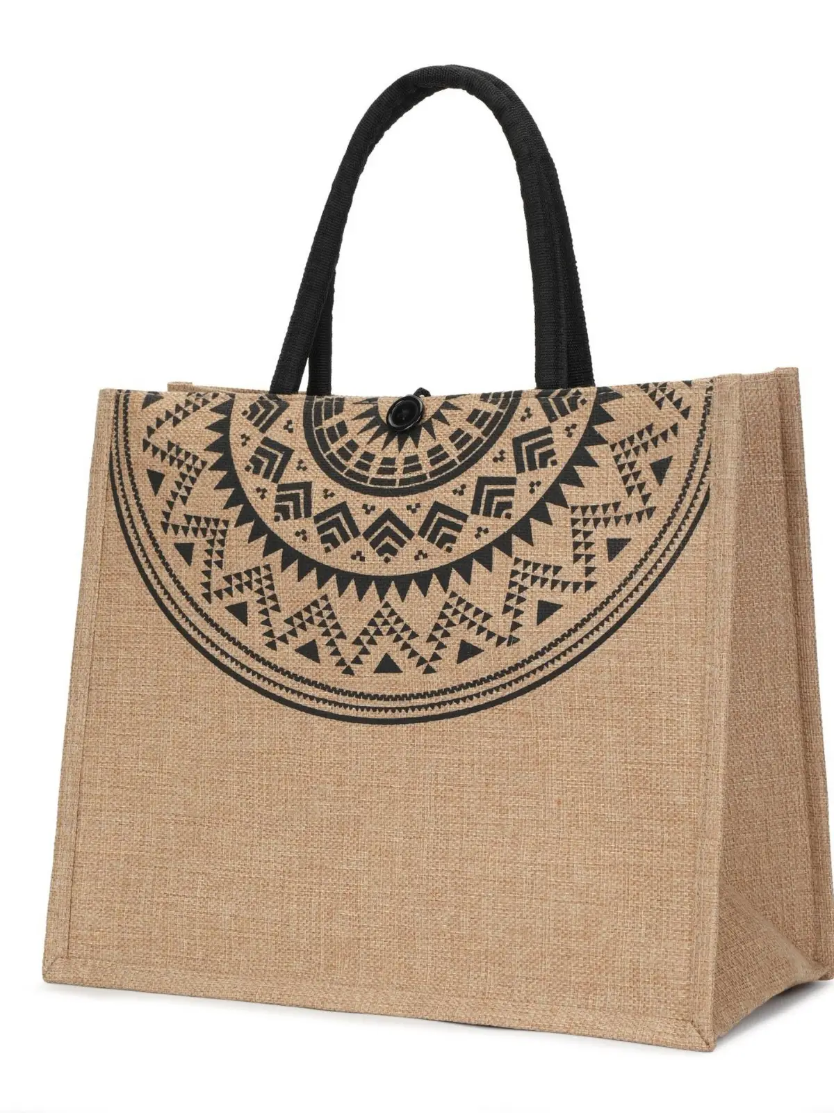 Linen Women's Commuter Bag with Geometric Print - Image 7