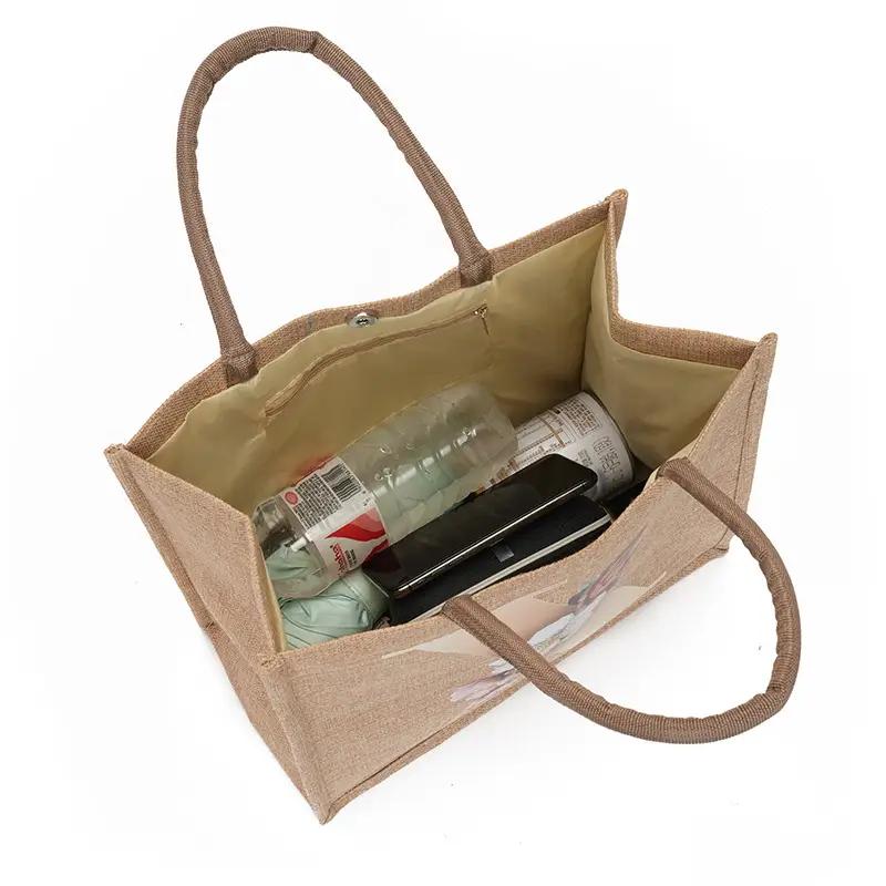 Linen Women's Commuter Bag with Geometric Print — feature 3