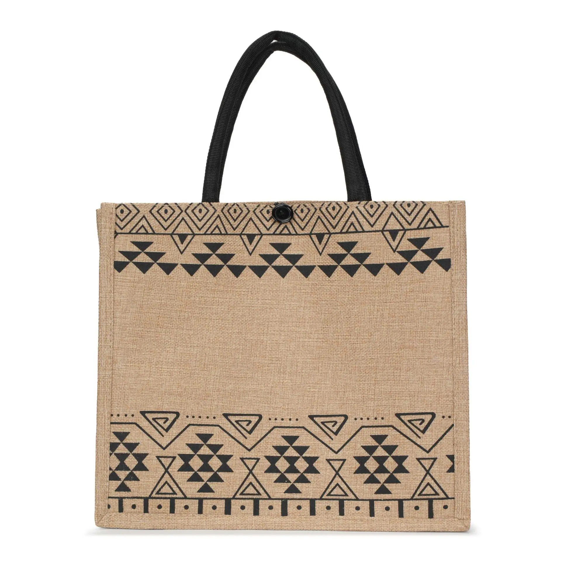 Linen Women's Commuter Bag with Geometric Print - Image 2