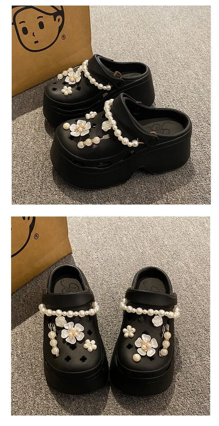 Women's Beige Pearl Croc Sandals Summer Non-Slip — feature 23