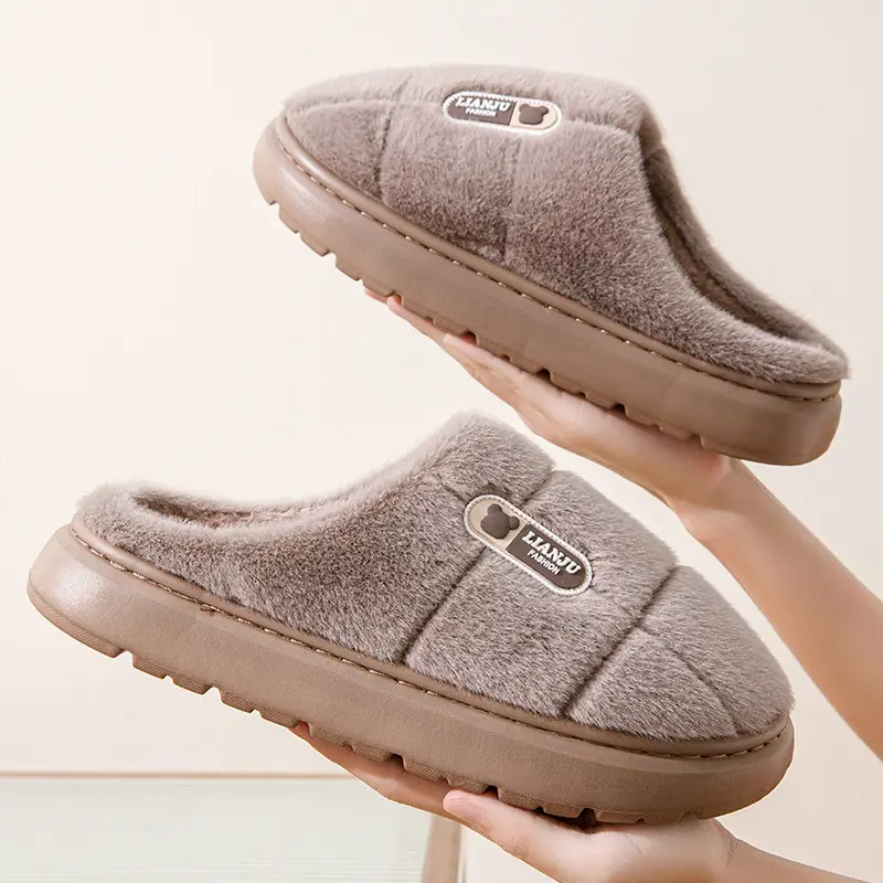 Men's Cotton Slippers, Extra Large Size, 2025 Winter New Style, Warm Cotton Shoes for Women, Indoor Non-Slip, Thick-Soled with Plush Lining — feature 10