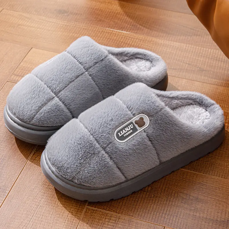 Men's Cotton Slippers, Extra Large Size, 2025 Winter New Style, Warm Cotton Shoes for Women, Indoor Non-Slip, Thick-Soled with Plush Lining — feature 11