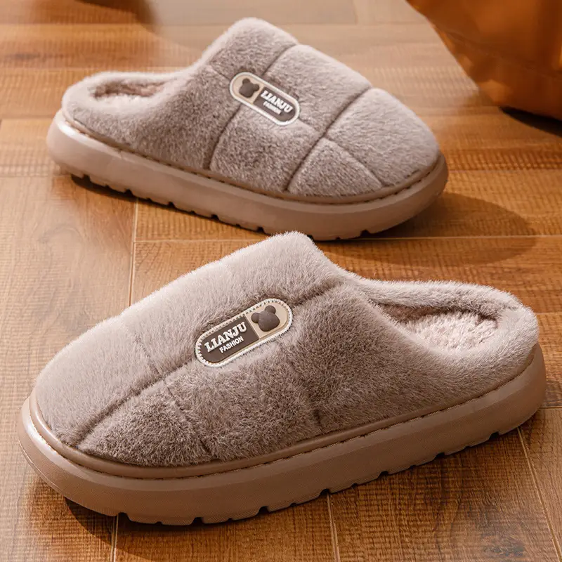 Men's Cotton Slippers, Extra Large Size, 2025 Winter New Style, Warm Cotton Shoes for Women, Indoor Non-Slip, Thick-Soled with Plush Lining — feature 12