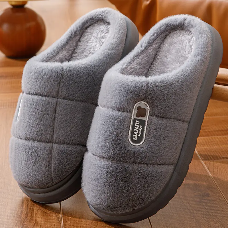 Men's Cotton Slippers, Extra Large Size, 2025 Winter New Style, Warm Cotton Shoes for Women, Indoor Non-Slip, Thick-Soled with Plush Lining — feature 13