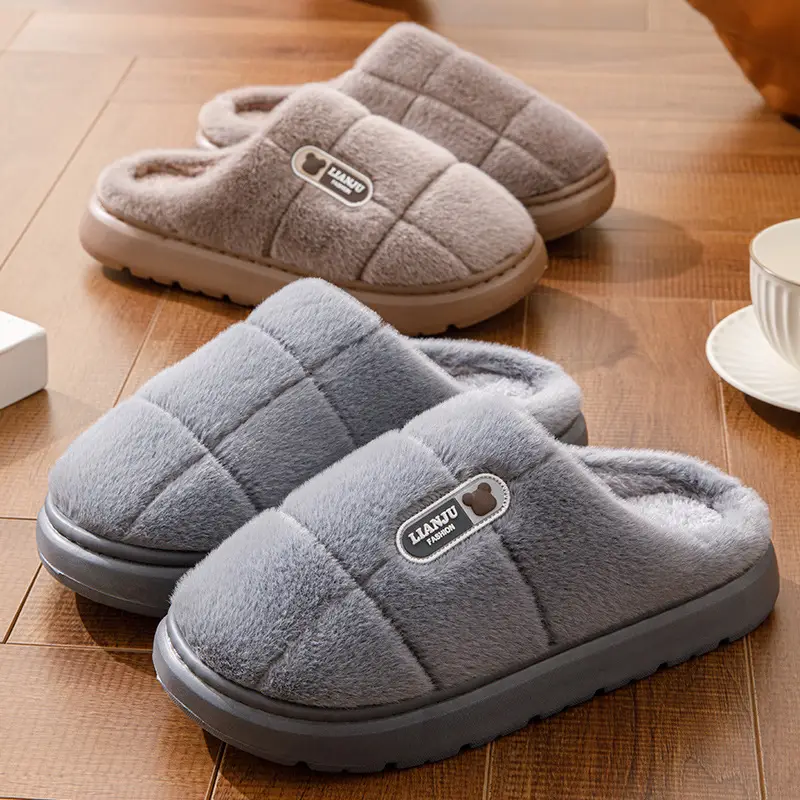Men's Cotton Slippers, Extra Large Size, 2025 Winter New Style, Warm Cotton Shoes for Women, Indoor Non-Slip, Thick-Soled with Plush Lining — feature 15
