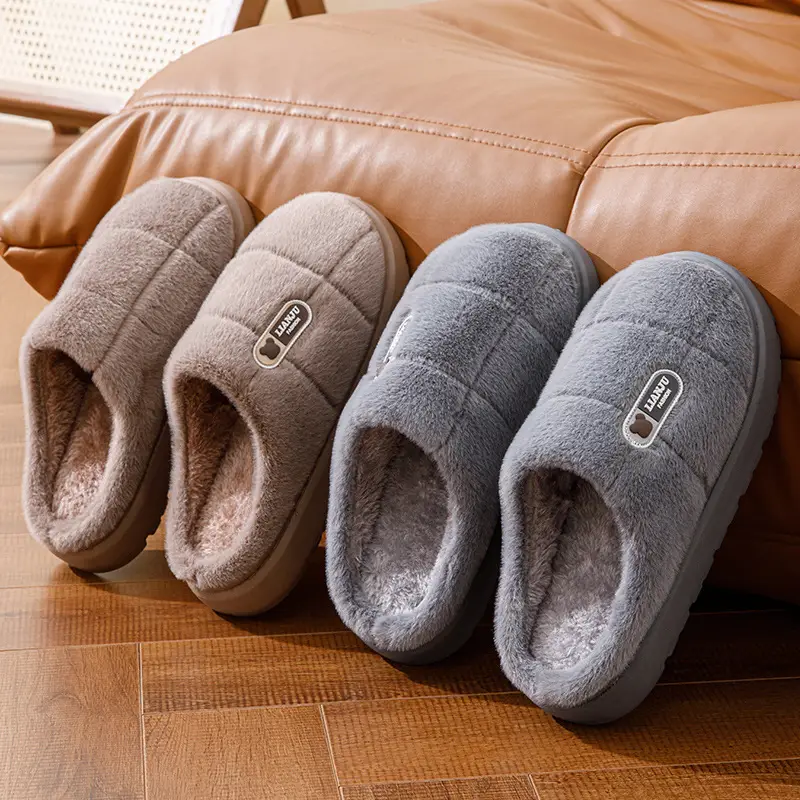 Men's Cotton Slippers, Extra Large Size, 2025 Winter New Style, Warm Cotton Shoes for Women, Indoor Non-Slip, Thick-Soled with Plush Lining — feature 17