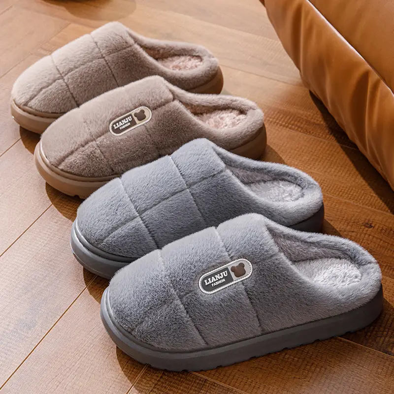 Men's Cotton Slippers, Extra Large Size, 2025 Winter New Style, Warm Cotton Shoes for Women, Indoor Non-Slip, Thick-Soled with Plush Lining — feature 18