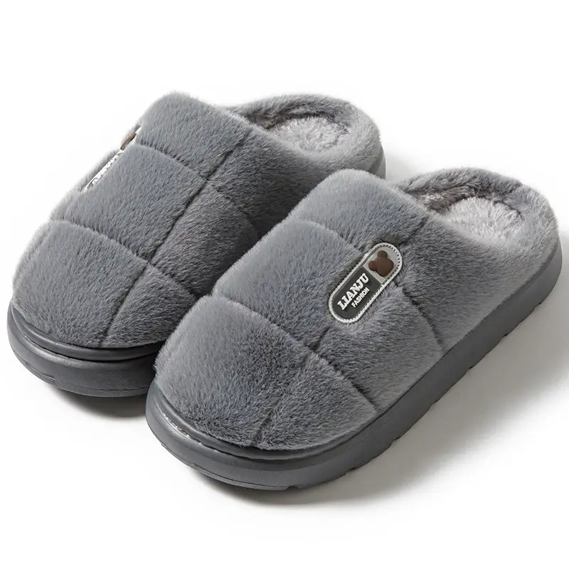 Men's Cotton Slippers, Extra Large Size, 2025 Winter New Style, Warm Cotton Shoes for Women, Indoor Non-Slip, Thick-Soled with Plush Lining — feature 19