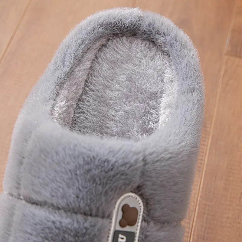 Men's Cotton Slippers, Extra Large Size, 2025 Winter New Style, Warm Cotton Shoes for Women, Indoor Non-Slip, Thick-Soled with Plush Lining — feature 4