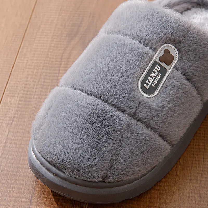 Men's Cotton Slippers, Extra Large Size, 2025 Winter New Style, Warm Cotton Shoes for Women, Indoor Non-Slip, Thick-Soled with Plush Lining — feature 5